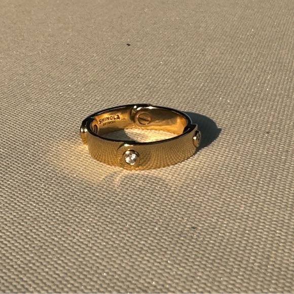 Shinola Gold and Diamond Rivet Ring - Picture 4 of 10